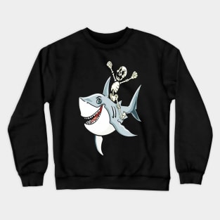 Skeleton Riding Shark Crewneck Sweatshirt